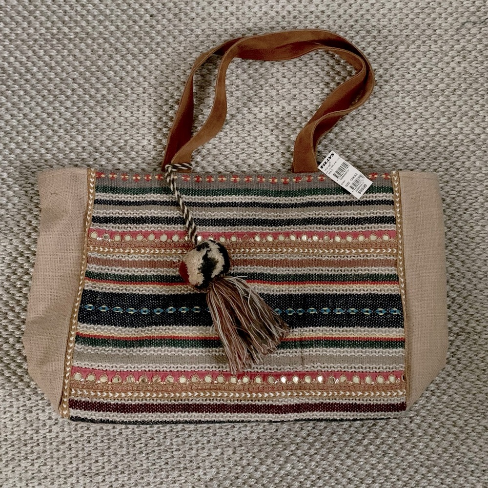 NWT! Women’s Evelyn K Boho Embellished Jute Shoulder Bag